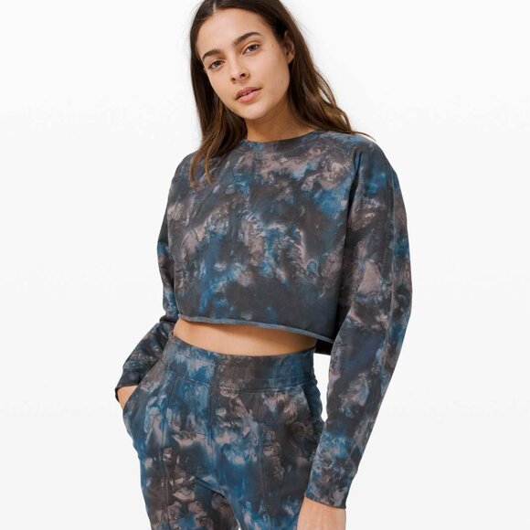 Lululemon LA Pullover Crew Watercolor Wash Lunar Rock/Black/Larkspur Size S/M - Picture 10 of 11